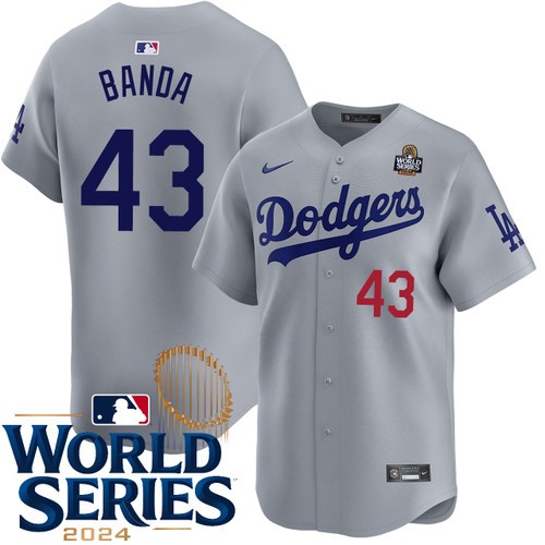 Men's Anthony Banda Los Angeles Dodgers Nike Alternate Road Gray Limited 2024 World Series Stitched MLB Jersey