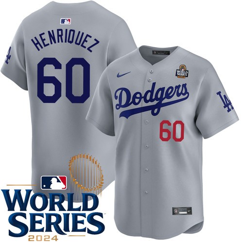 Men's Edgardo Henriquez Los Angeles Dodgers Nike Alternate Road Gray Limited 2024 World Series Stitched MLB Jersey