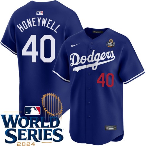 Men's Brent Honeywell Los Angeles Dodgers Nike Alternate Royal Limited 2024 World Series Stitched MLB Jersey