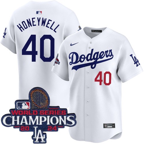 Men's Brent Honeywell Los Angeles Dodgers Nike Home White Limited World Series Champions Jersey