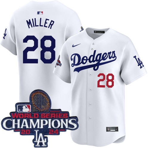 Men's Bobby Miller Los Angeles Dodgers Nike Home White Limited World Series Champions Jersey