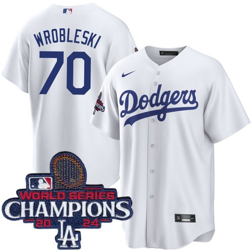 Men's Justin Wrobleski Los Angeles Dodgers Nike Home White World Series Champions Jersey