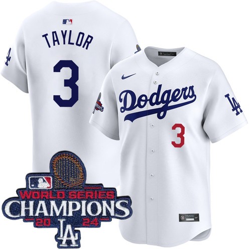 Men's Chris Taylor Los Angeles Dodgers Nike Home White Limited World Series Champions Jersey