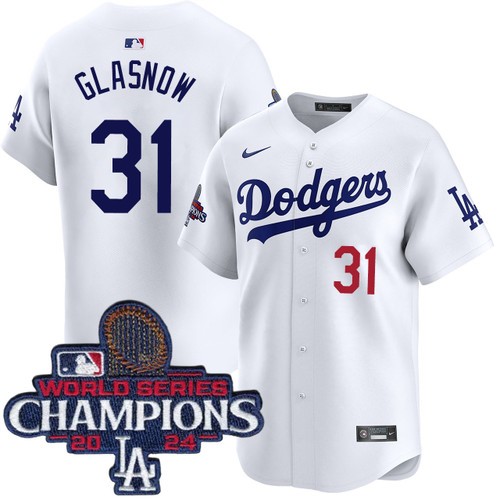Men's Tyler Glasnow Los Angeles Dodgers Nike Home White Limited World Series Champions Jersey