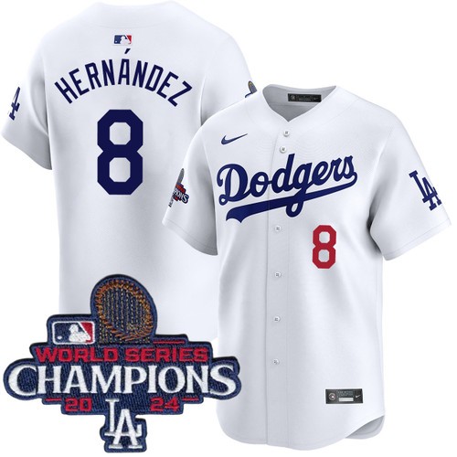 Men's Enrique Hernandez Los Angeles Dodgers Nike Home White Limited World Series Champions Jersey
