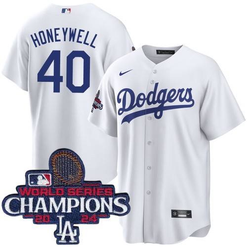Men's Brent Honeywell Los Angeles Dodgers Nike Home White World Series Champions Jersey