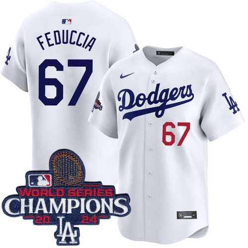 Men's Hunter Feduccia Los Angeles Dodgers Nike Home White Limited World Series Champions Jersey