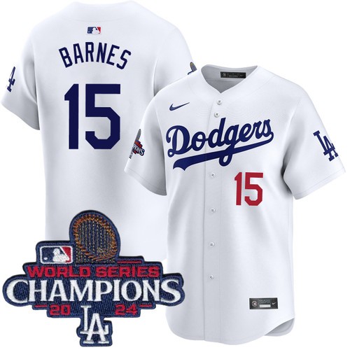 Men's Austin Barnes Los Angeles Dodgers Nike Home White Limited World Series Champions Jersey