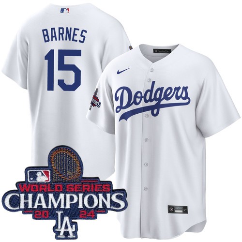 Men's Austin Barnes Los Angeles Dodgers Nike Home White World Series Champions Jersey