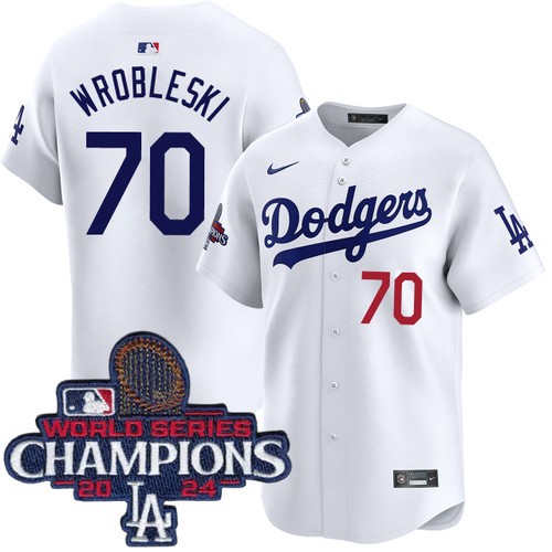 Men's Justin Wrobleski Los Angeles Dodgers Nike Home White Limited World Series Champions Jersey
