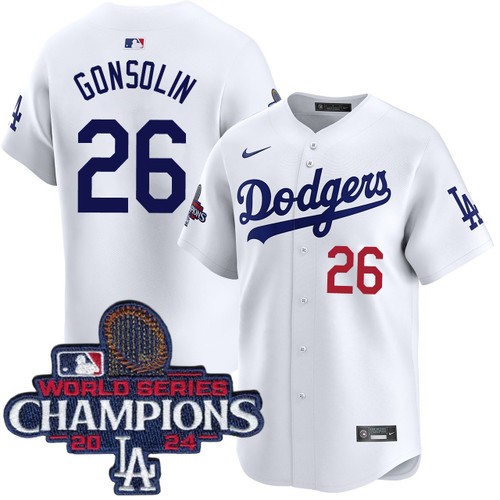 Men's Tony Gonsolin Los Angeles Dodgers Nike Home White Limited World Series Champions Jersey