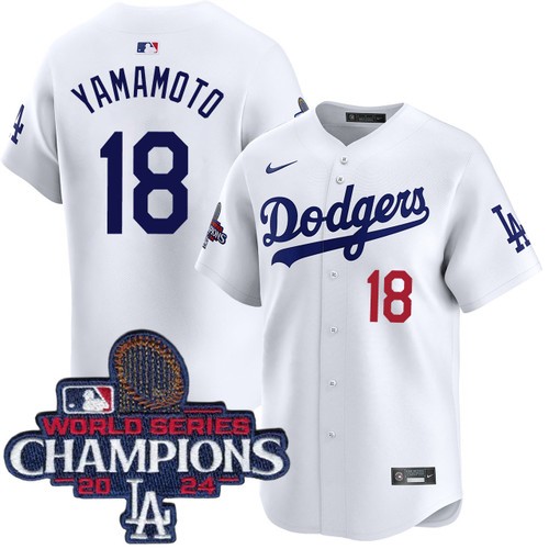 Men's Yoshinobu Yamamoto Los Angeles Dodgers Nike Home White Limited World Series Champions Jersey