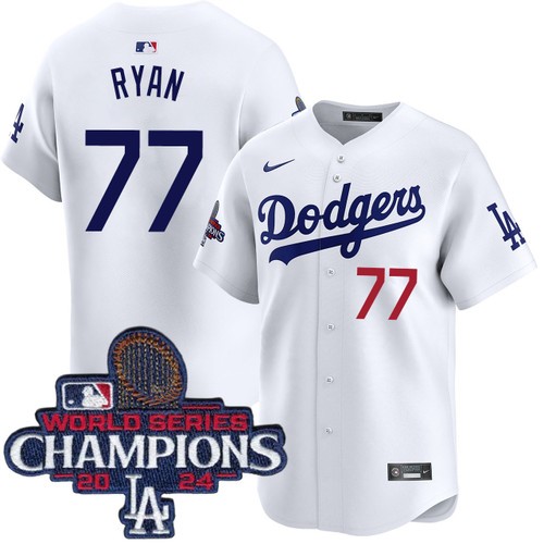 Men's River Ryan Los Angeles Dodgers Nike Home White Limited World Series Champions Jersey