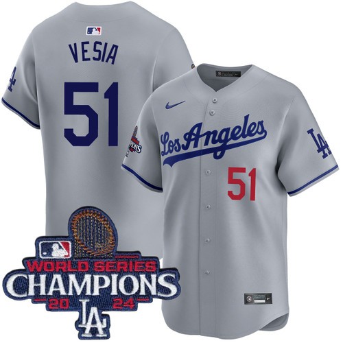 Men's Alex Vesia Los Angeles Dodgers Nike Road Grey Limited World Series Champions Jersey