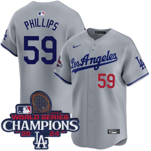 Men's Evan Phillips Los Angeles Dodgers Nike Road Grey Limited World Series Champions Jersey