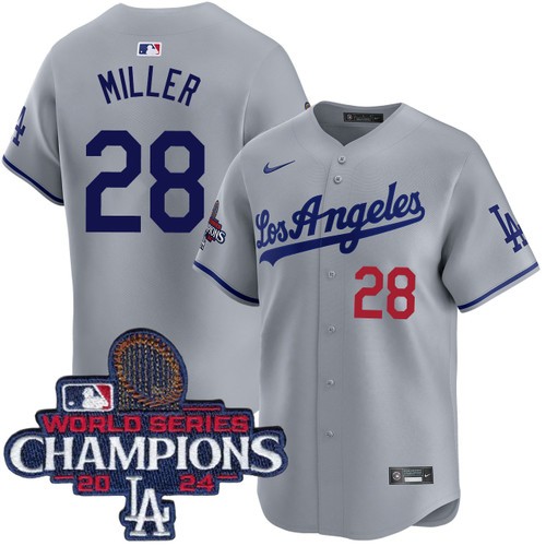 Men's Bobby Miller Los Angeles Dodgers Nike Road Grey Limited World Series Champions Jersey