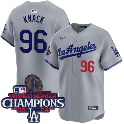 Men's Landon Knack Los Angeles Dodgers Nike Road Grey Limited World Series Champions Jersey