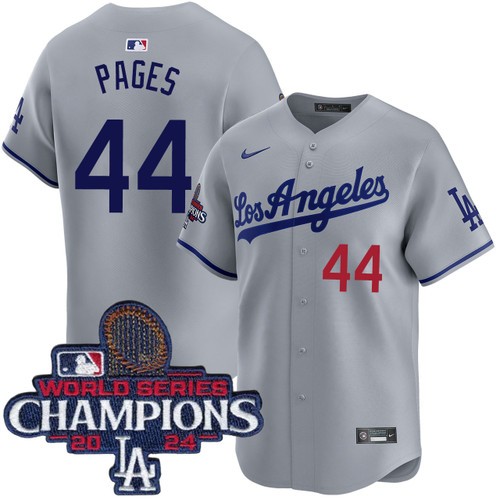 Men's Andy Pages Los Angeles Dodgers Nike Road Grey Limited World Series Champions Jersey