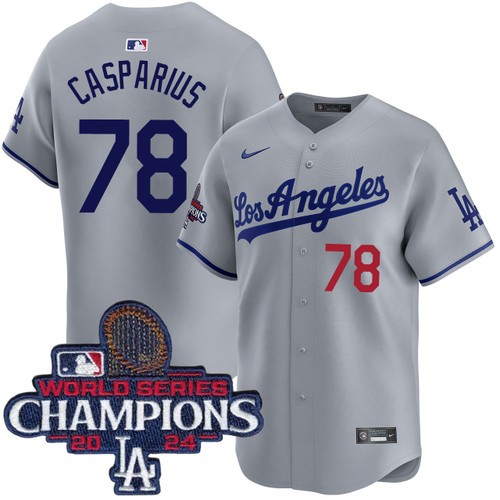 Men's Ben Casparius Los Angeles Dodgers Nike Road Grey Limited World Series Champions Jersey