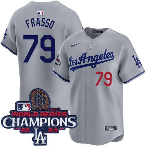 Men's Nick Frasso Los Angeles Dodgers Nike Road Grey Limited World Series Champions Jersey