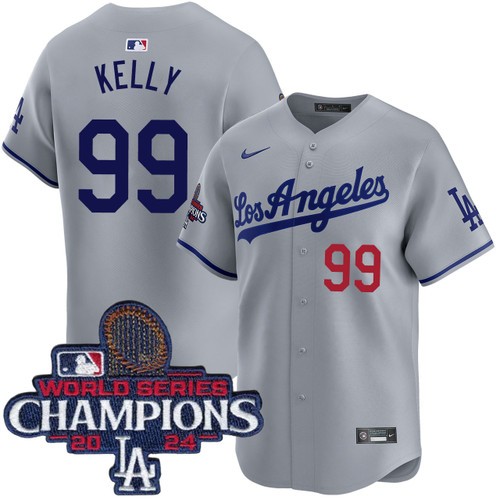 Men's Joe Kelly Los Angeles Dodgers Nike Road Grey Limited World Series Champions Jersey