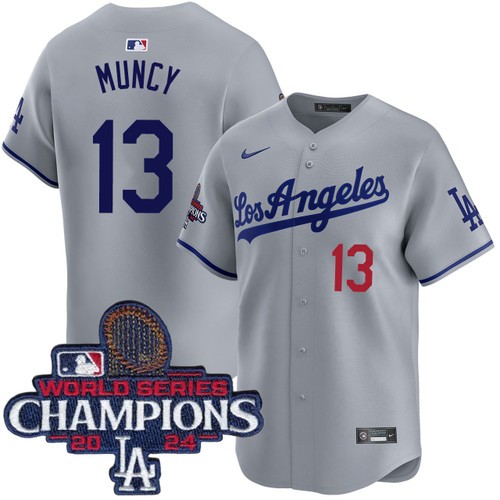 Men's Max Muncy Los Angeles Dodgers Nike Road Grey Limited World Series Champions Jersey