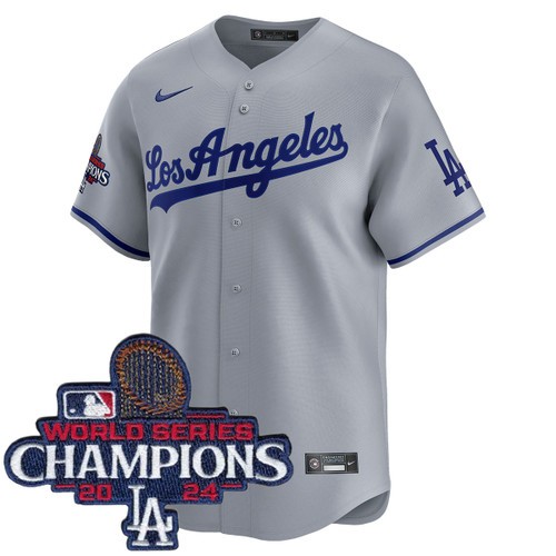 Men's Los Angeles Dodgers Blank Nike Road Grey Limited World Series Champions Jersey