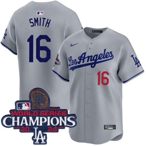 Men's Will Smith Los Angeles Dodgers Nike Road Grey Limited World Series Champions Jersey