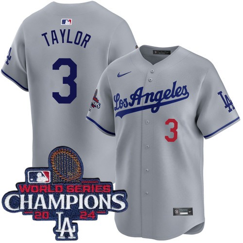 Men's Chris Taylor Los Angeles Dodgers Nike Road Grey Limited World Series Champions Jersey