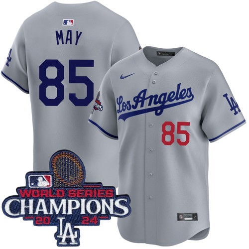 Men's Dustin May Los Angeles Dodgers Nike Road Grey Limited World Series Champions Jersey