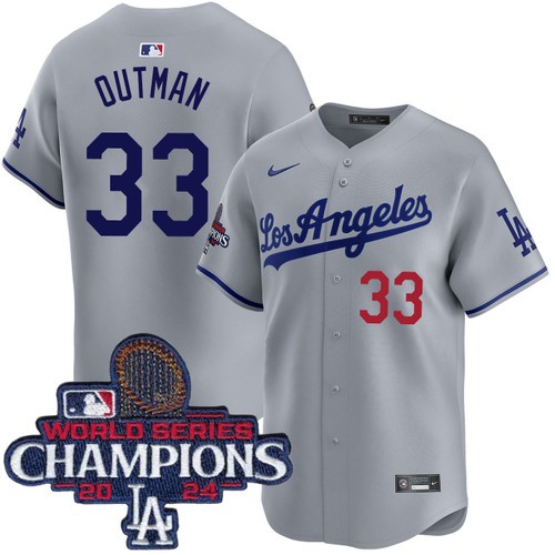 Men's James Outman Los Angeles Dodgers Nike Road Grey Limited World Series Champions Jersey