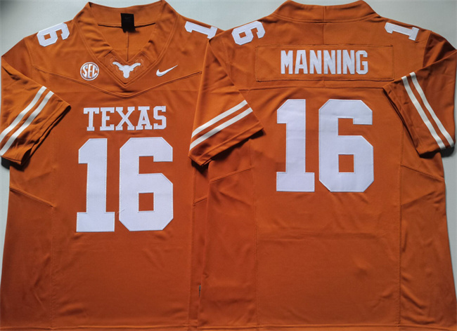 Men's Texas Longhorns #16 Arch Manning Orange F.U.S.E. Stitched Jersey