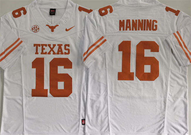 Men's Texas Longhorns #16 Arch Manning White F.U.S.E. Stitched Jersey
