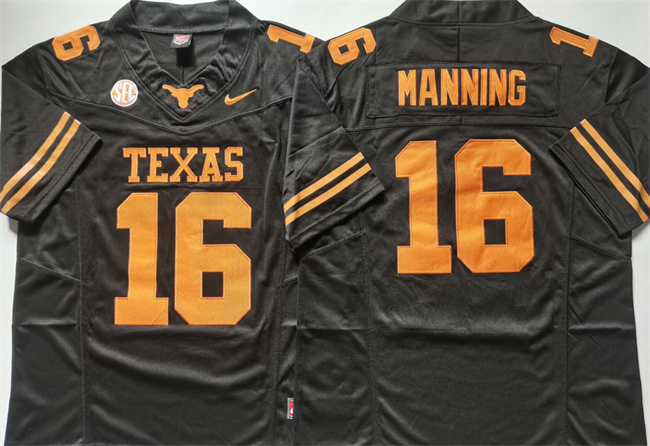 Men's Texas Longhorns #16 Arch Manning Black F.U.S.E. Stitched Jersey