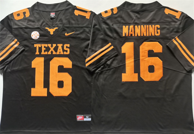 Men's Texas Longhorns #16 Arch Manning Black Stitched Jersey