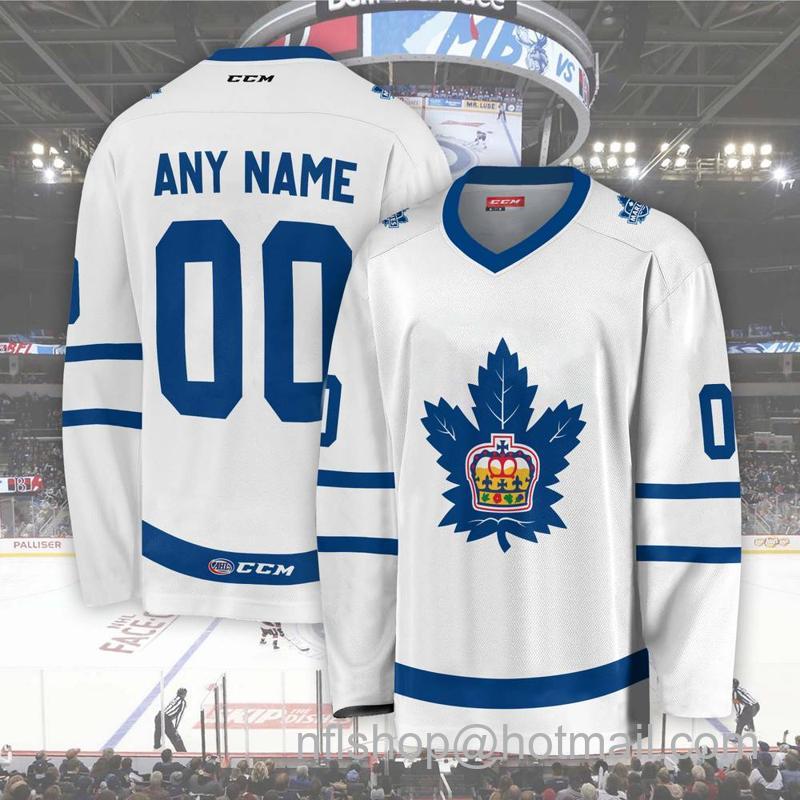 Toronto Marlies Custom White CCM Hockey Stitched Jersey