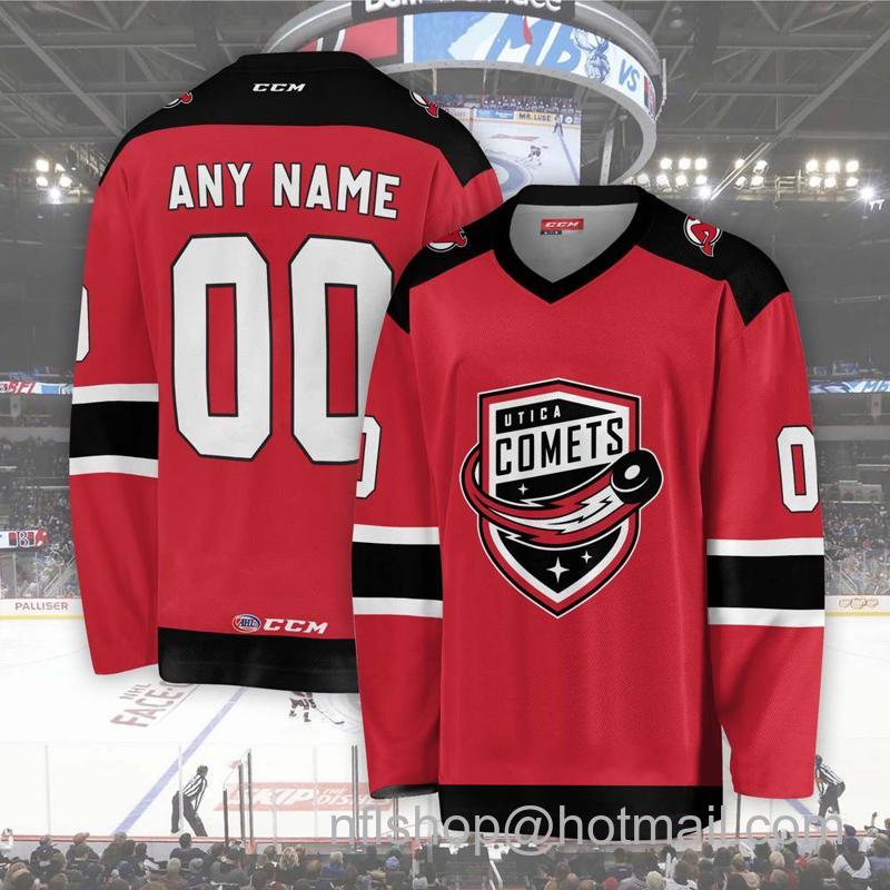 Utica Comets Custom Red CCM Hockey Stitched Jersey