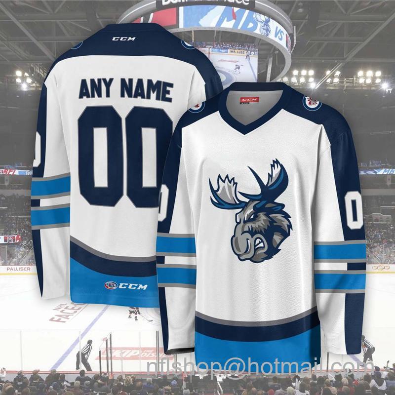 Manitoba Moose Custom White CCM Hockey Stitched Jersey