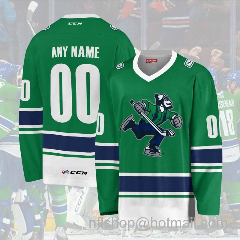 Abbotsford Canucks Custom Green CCM Hockey Stitched Jersey