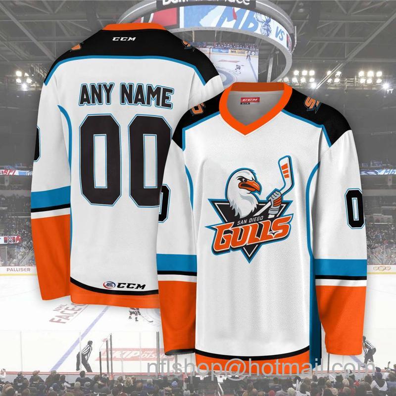San Diego Gulls Custom White CCM Hockey Stitched Jersey