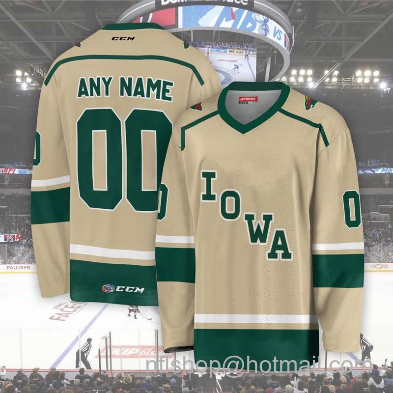 Iowa Wild Custom Beigo CCM Hockey Stitched Jersey