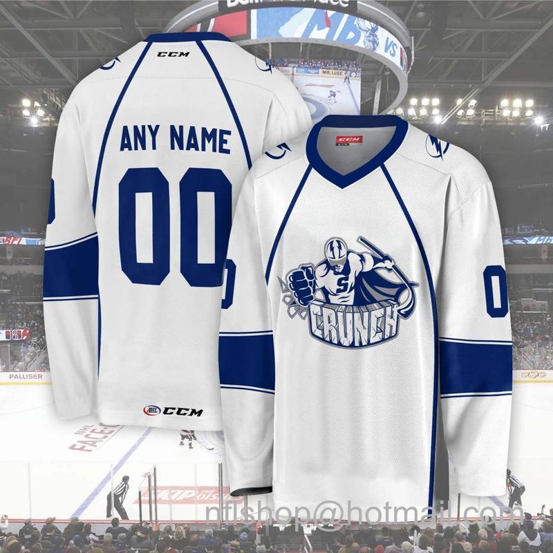 Syracuse Crunch Custom White CCM Hockey Stitched Jersey