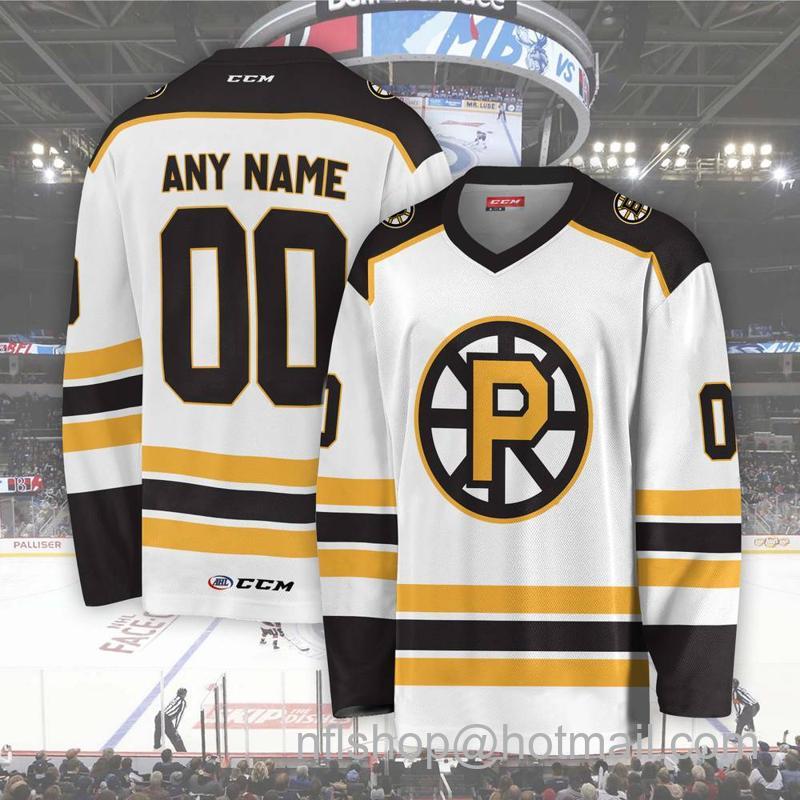 Providence Bruins Custom White CCM Hockey Stitched Jersey
