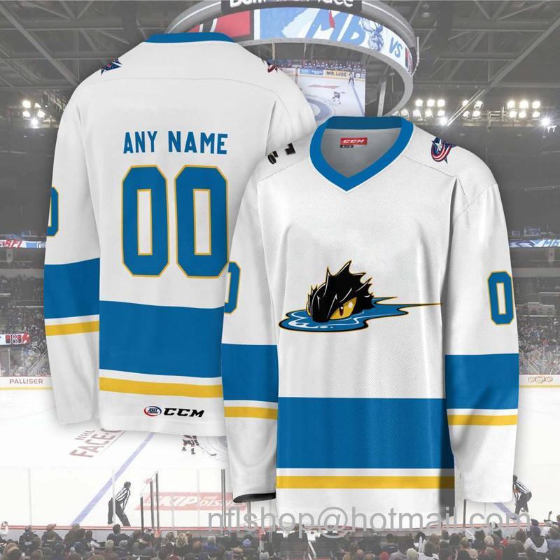 Cleveland Monsters Custom White CCM Hockey Stitched Jersey