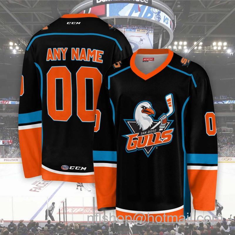 San Diego Gulls Custom Black CCM Hockey Stitched Jersey