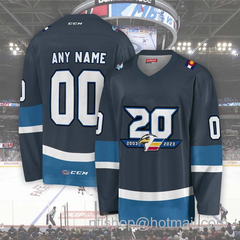 Colorado Eagles Custom Grey CCM Hockey Stitched Jersey