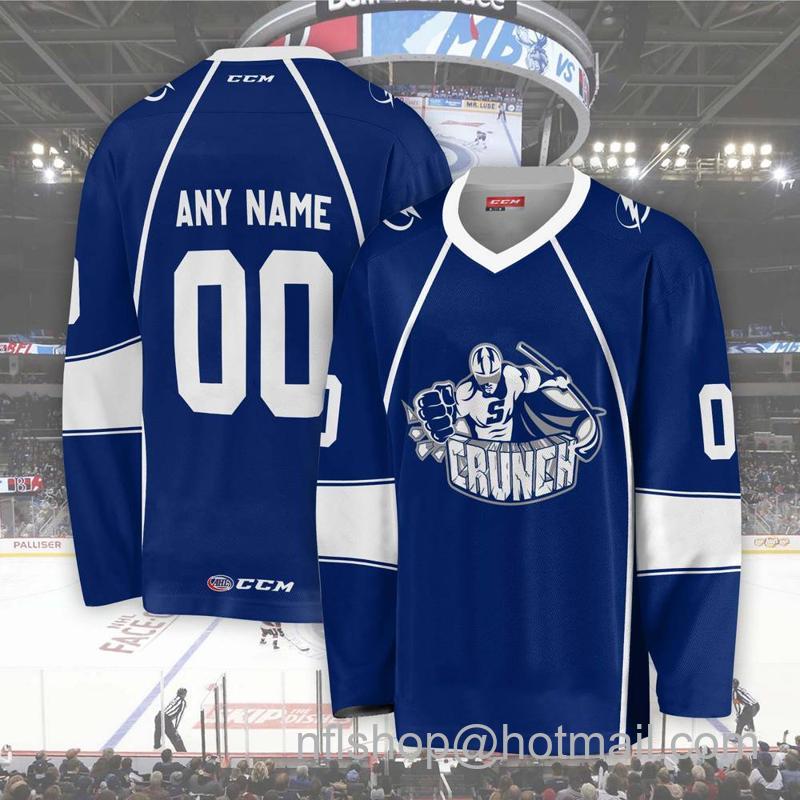 Syracuse Crunch Custom Blue CCM Hockey Stitched Jersey