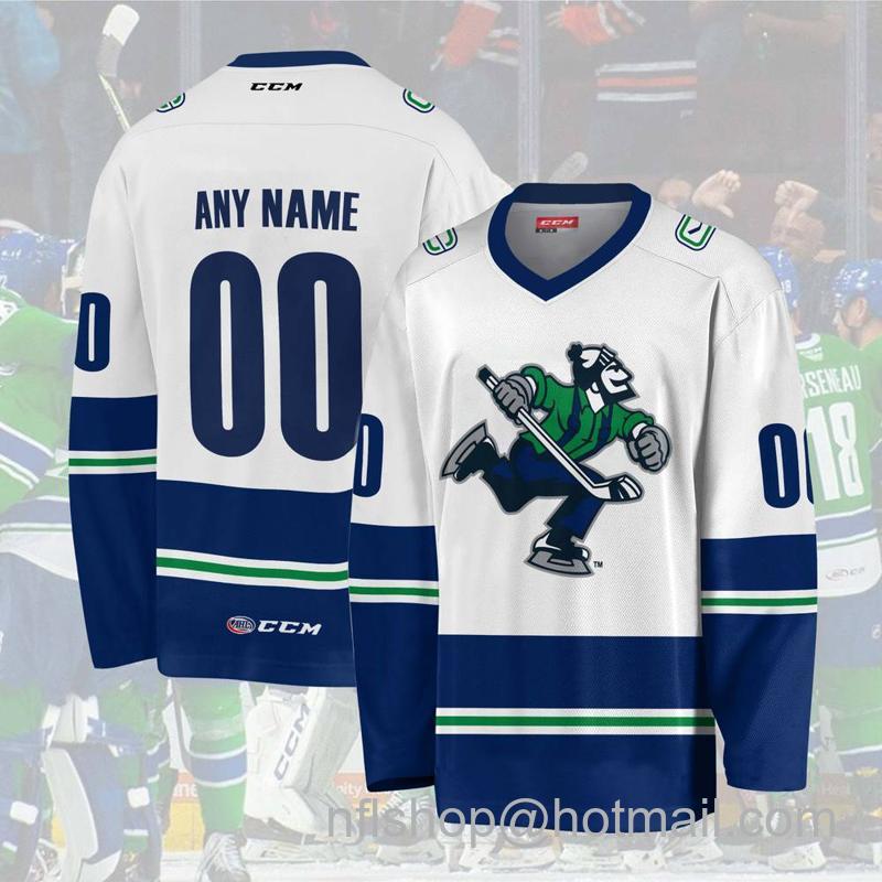 Abbotsford Canucks Custom White CCM Hockey Stitched Jersey