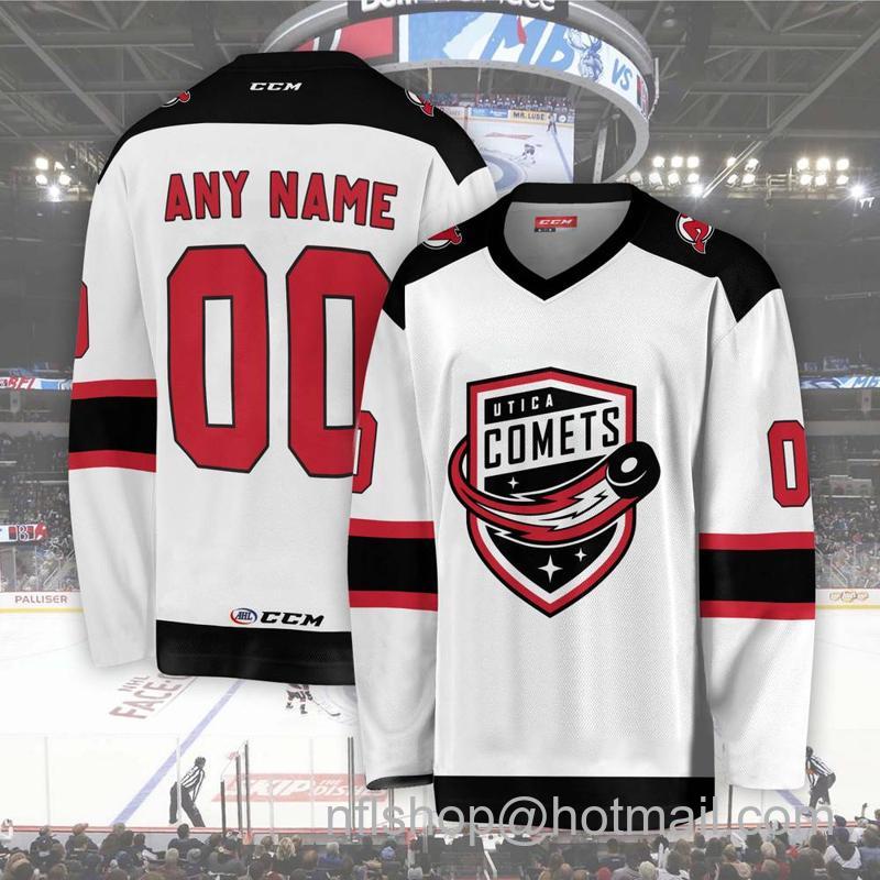 Utica Comets Custom White CCM Hockey Stitched Jersey