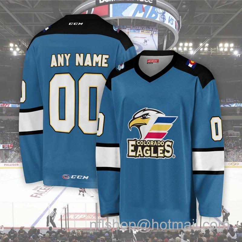 Colorado Eagles Custom Sky Blue CCM Hockey Stitched Jersey